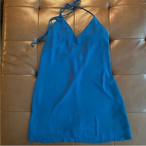 Chic Blue Halter Mini Dress